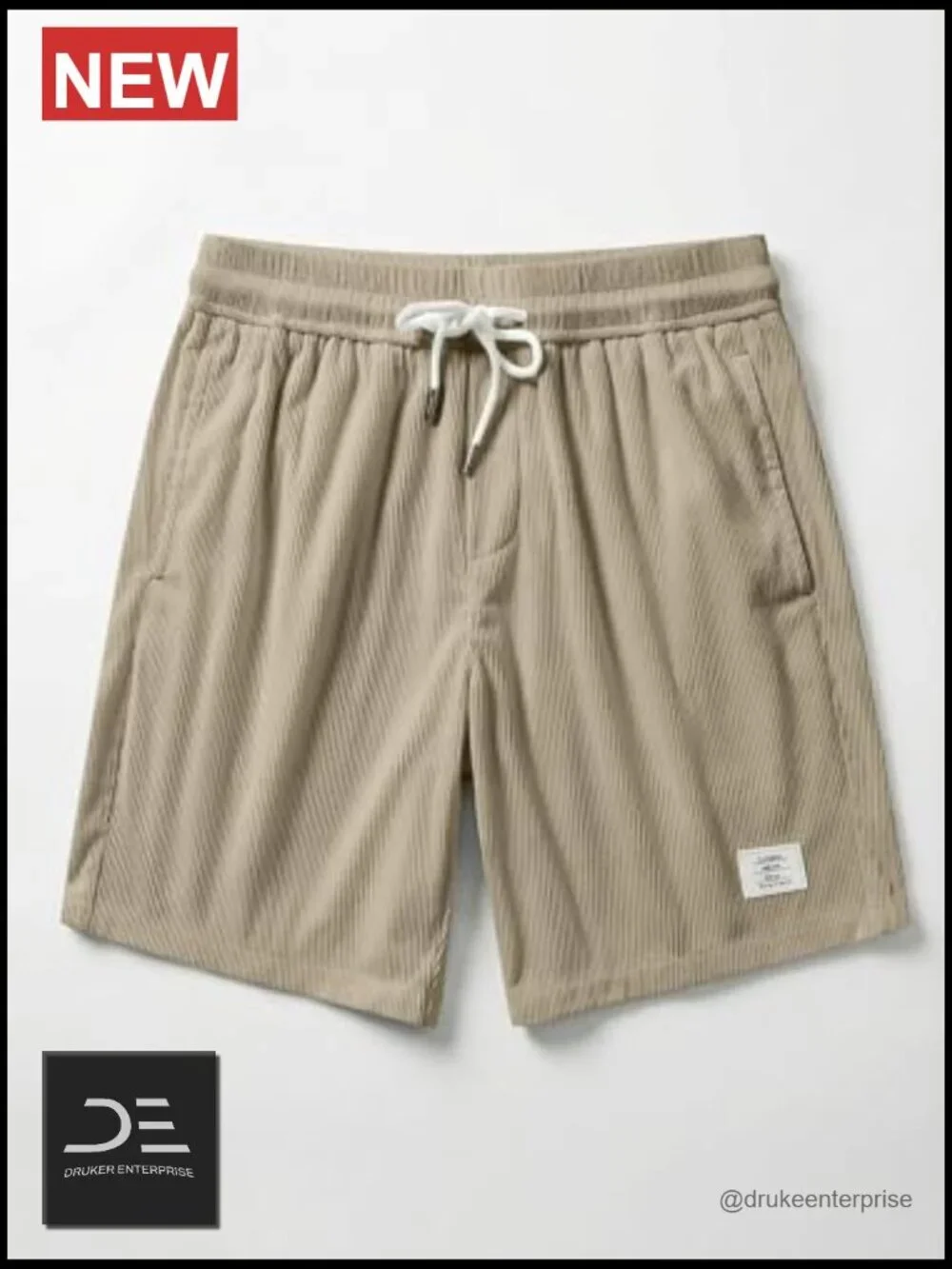 Men's Corduroy Shorts Elastic Waist Drawstring Lightweight Summer Casual Shorts
